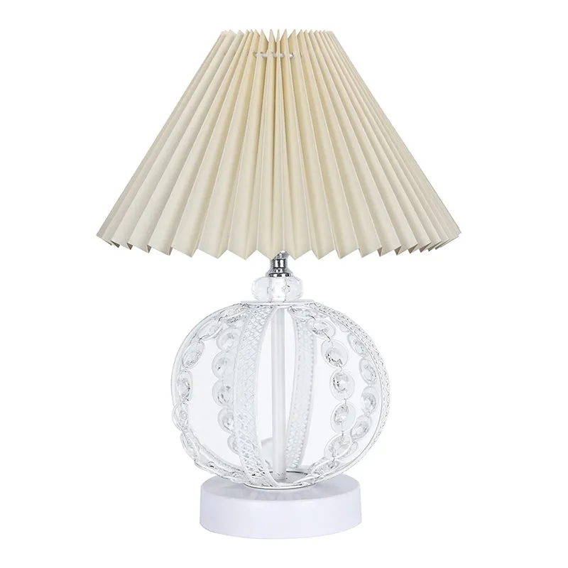 French Pleat Orna Metal Table Lamp - White media 3