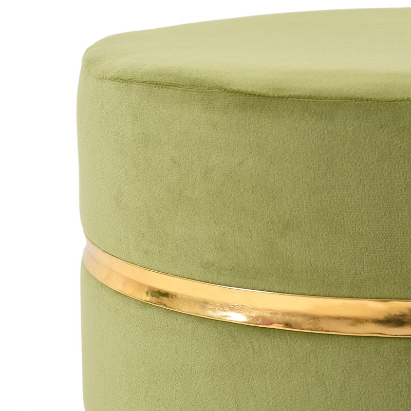 Classic Solid Velvet Ottoman - Green media 4