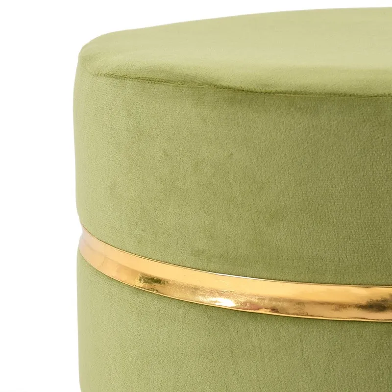 Classic Solid Velvet Ottoman - Green media 4