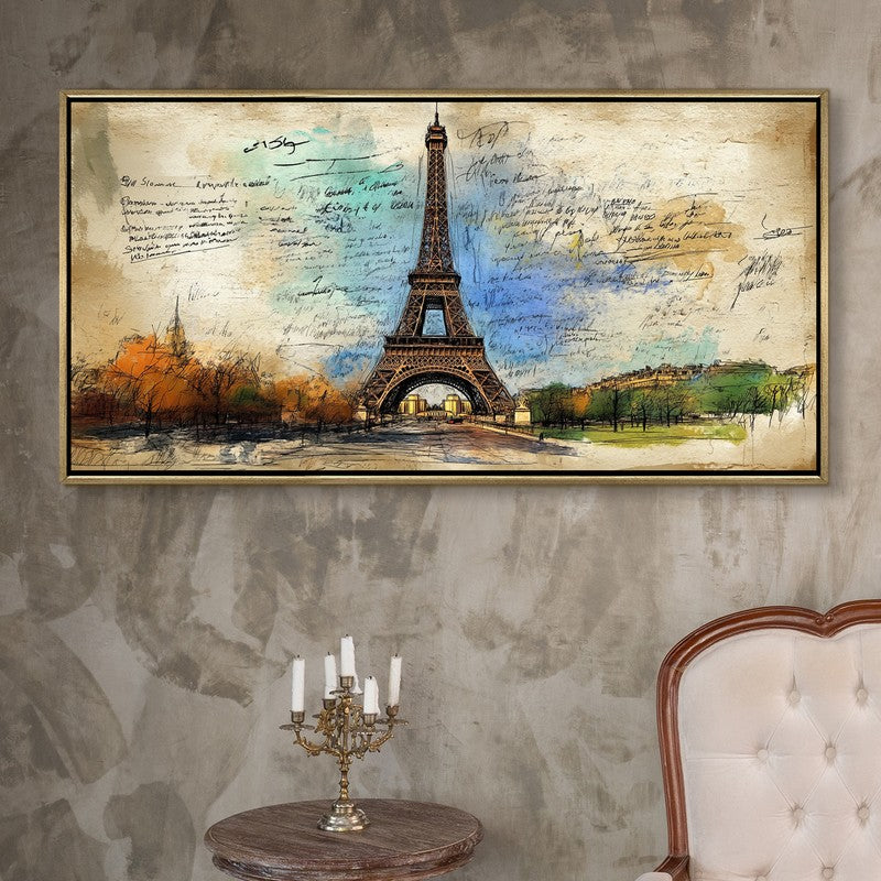 Eiffel Canvas Wall Painting With Frame