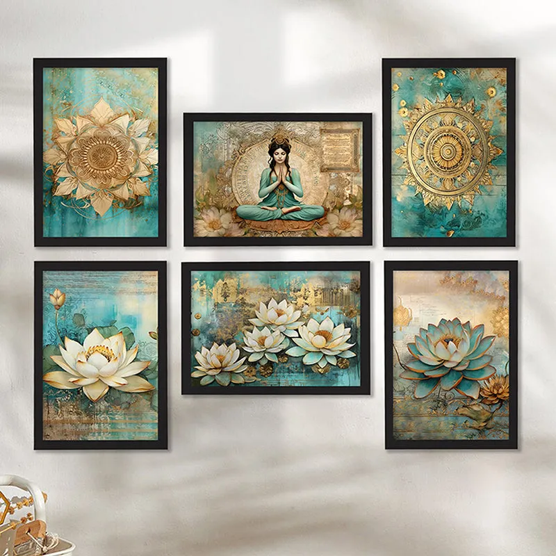 Lotus & Meditation Wall Art - Set Of Six media 6