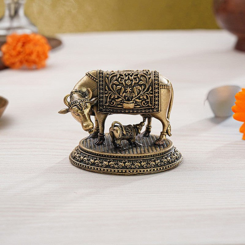 Divinia Sacred Cow & Calf Brass Idol media 3