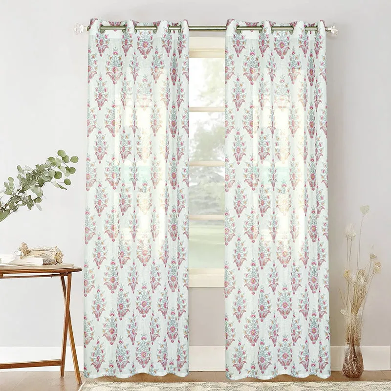 Auralis Linen Texture Sheer Curtain - Set Of Two media 1