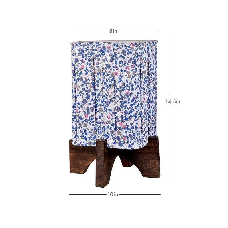 Blooming Flair Pleated Fabric Table Lamp - Blue,White media 5