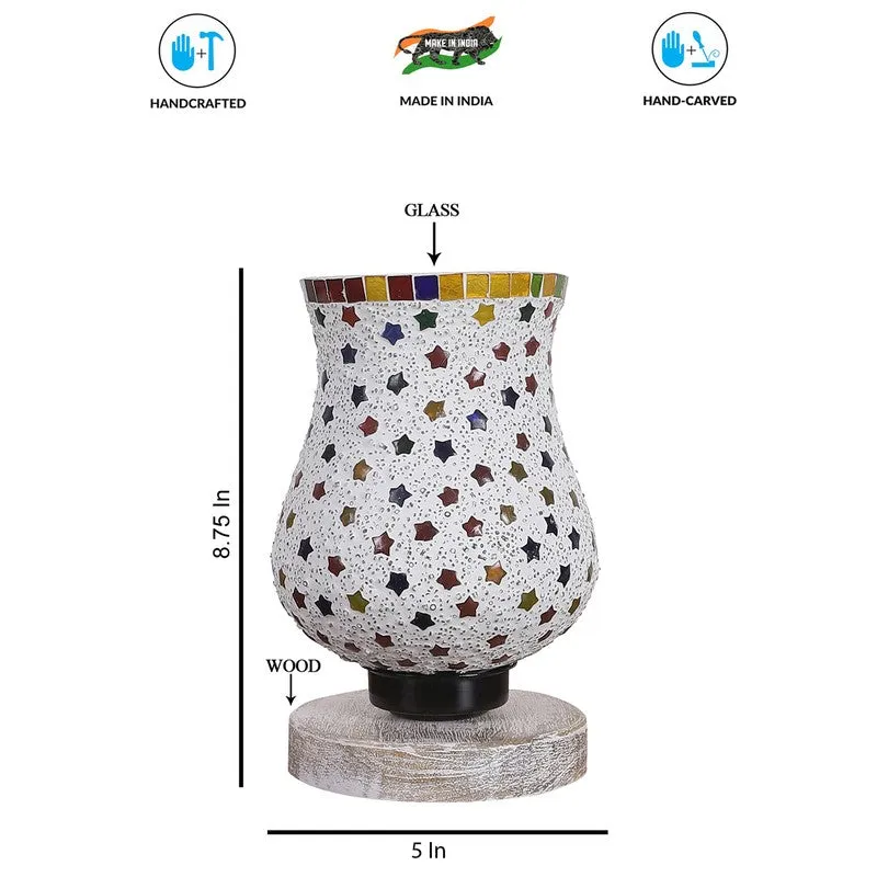 Flare Mosaic Glass Table Lamp With Wooden Base - Multicolor media 8