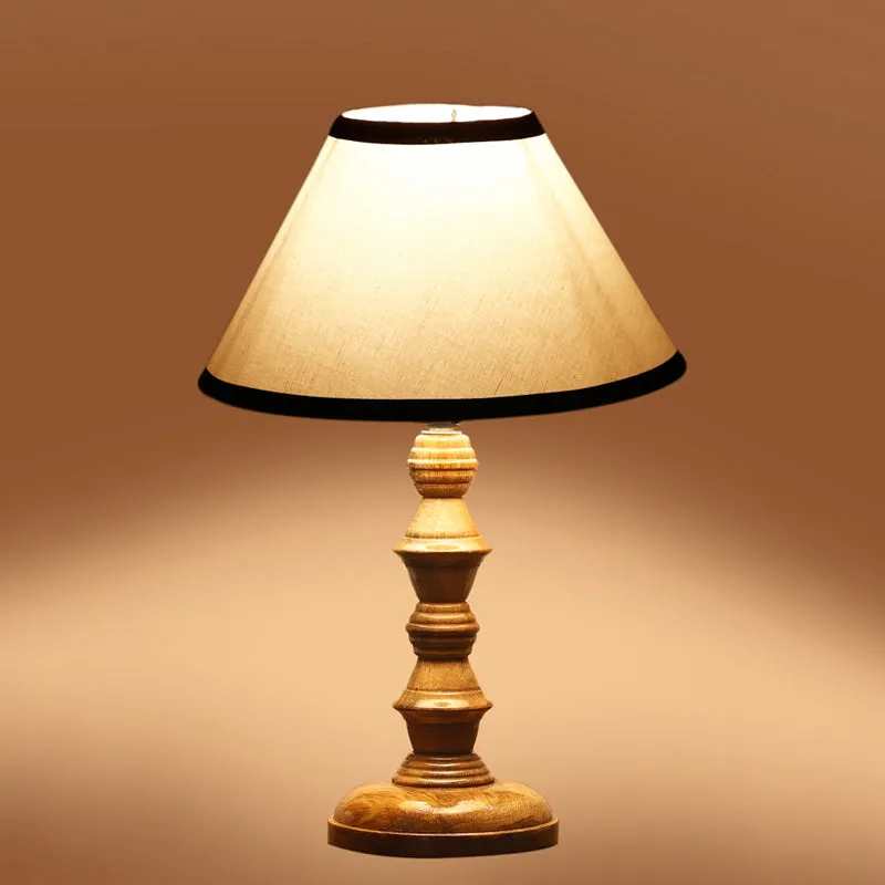 Cotin II Stripe Timber Wooden Table Lamp - White,,Brown media 5