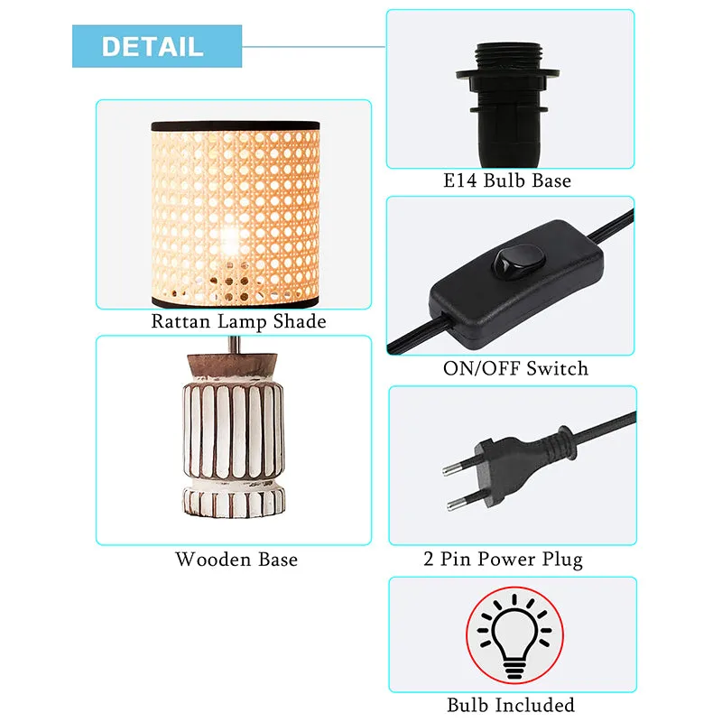 Pyrrah Rattan Fabric Table Lamp - Peach,White,Black media 4