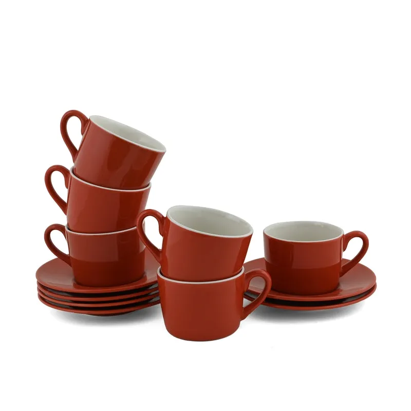 MochaMuse Cup & Saucer (Red/190 mL Each) - Set of Six - 4