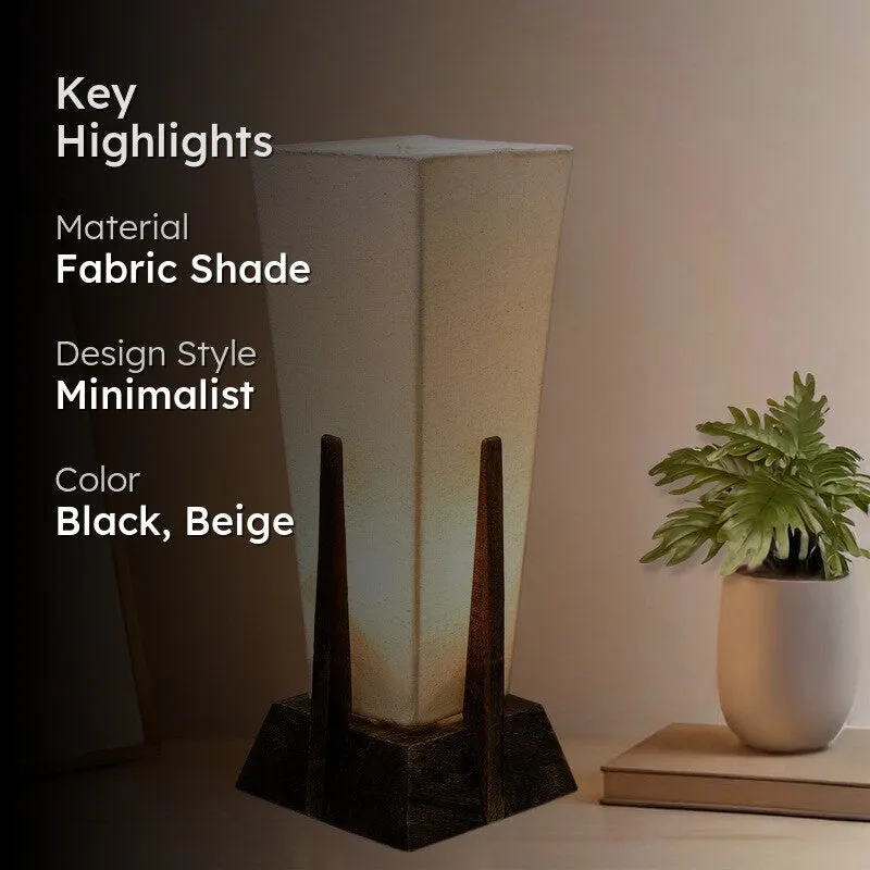 Retro Radiance Fabric Table Lamp - Black,Beige media 2