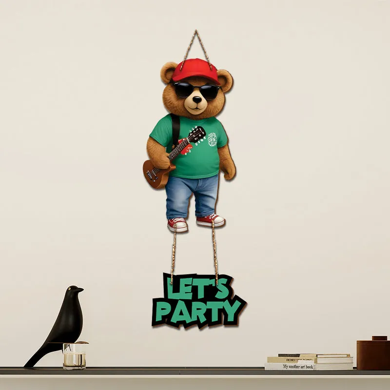 The Party Bear Wood MDF Wall Hanging media 1