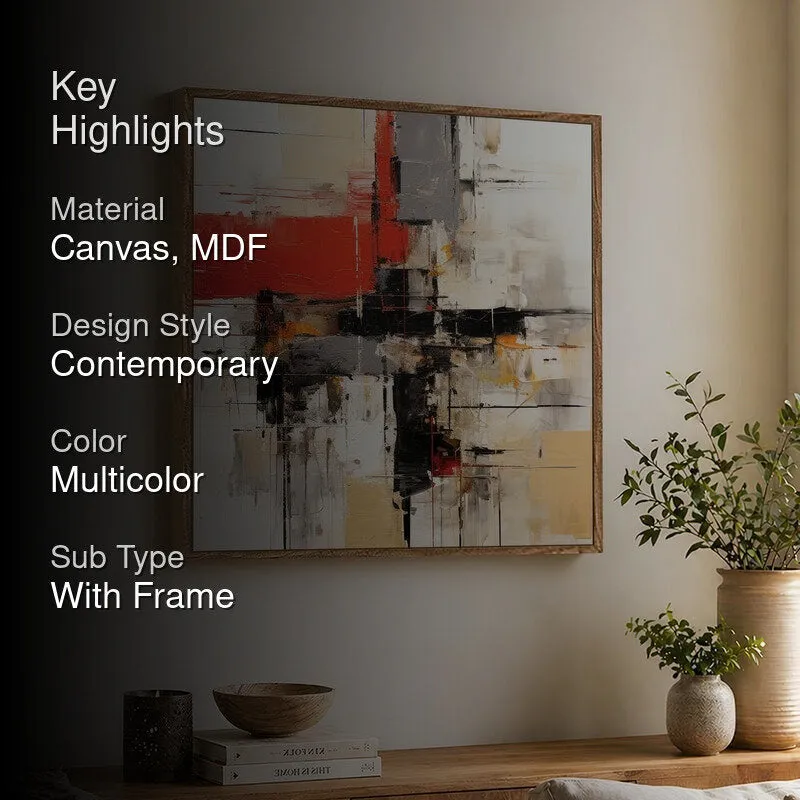 Abstract Strokes Canvas Wall Art With Frame - 2