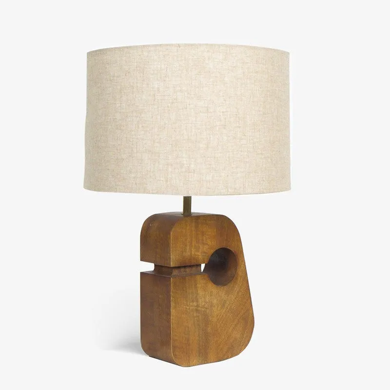 Orange Tree Ruko Mango Wood Table Lamp - White,Beige media 5