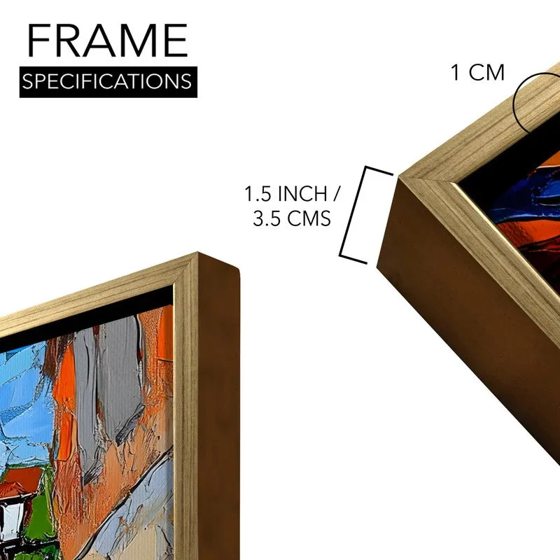 Sunlit Cafe Lane Canvas Wall Painting With Frame media 8