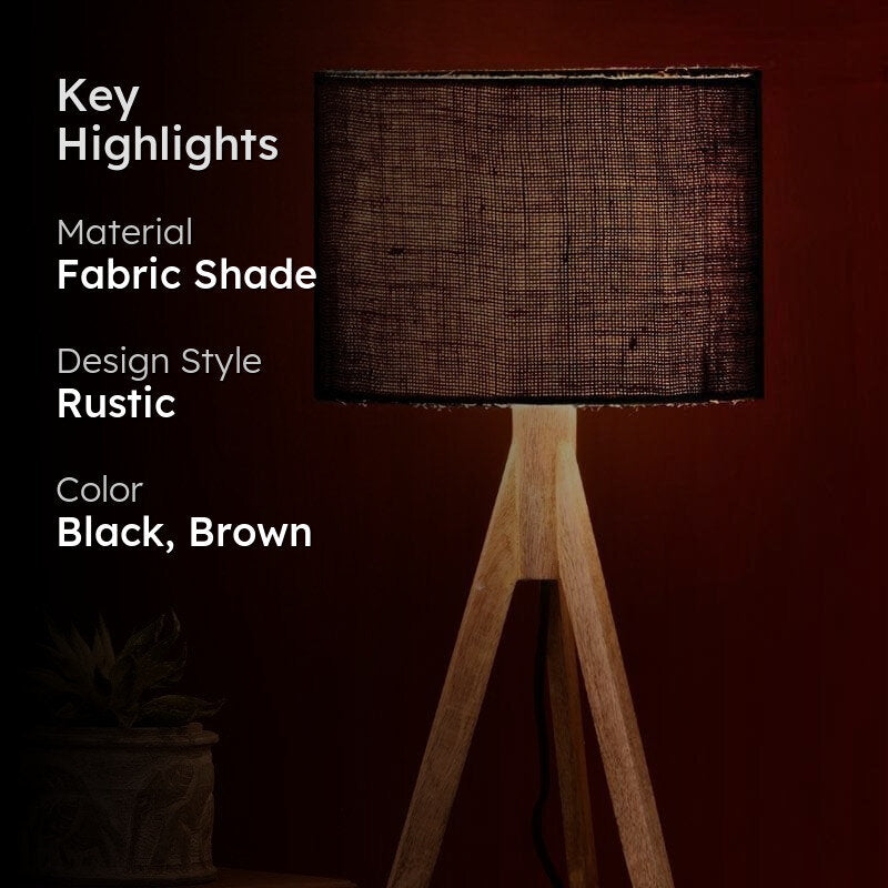 Classy With Twist Fabric Table Lamp - Black,Brown media 2