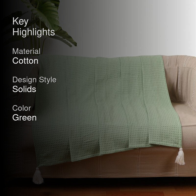 Forest Fables Knitted Cotton Throw - Sage Green media 2