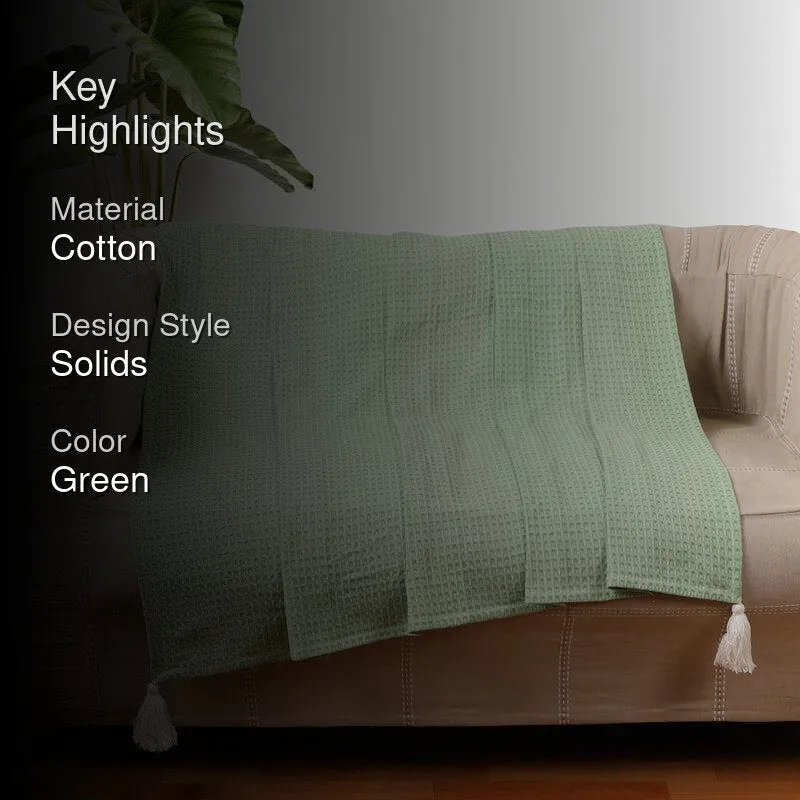 Forest Fables Knitted Cotton Throw - Sage Green media 2