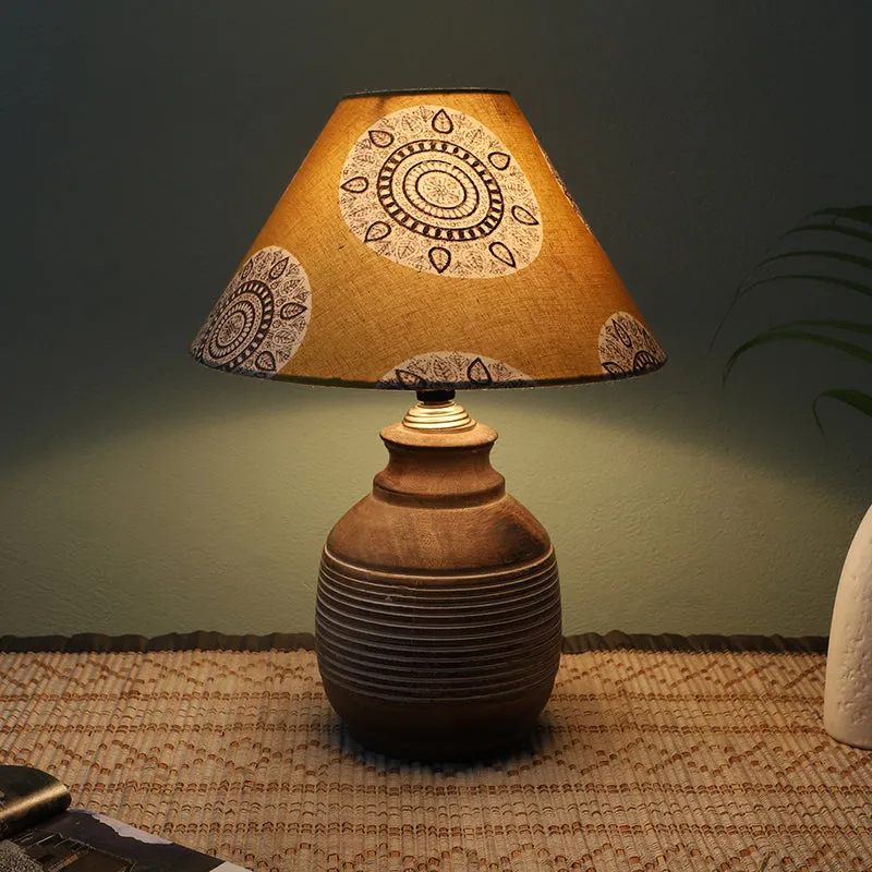 Mandala Merry Enso Printed Mango Wood Table Lamp - Brown,Yellow,White media 1