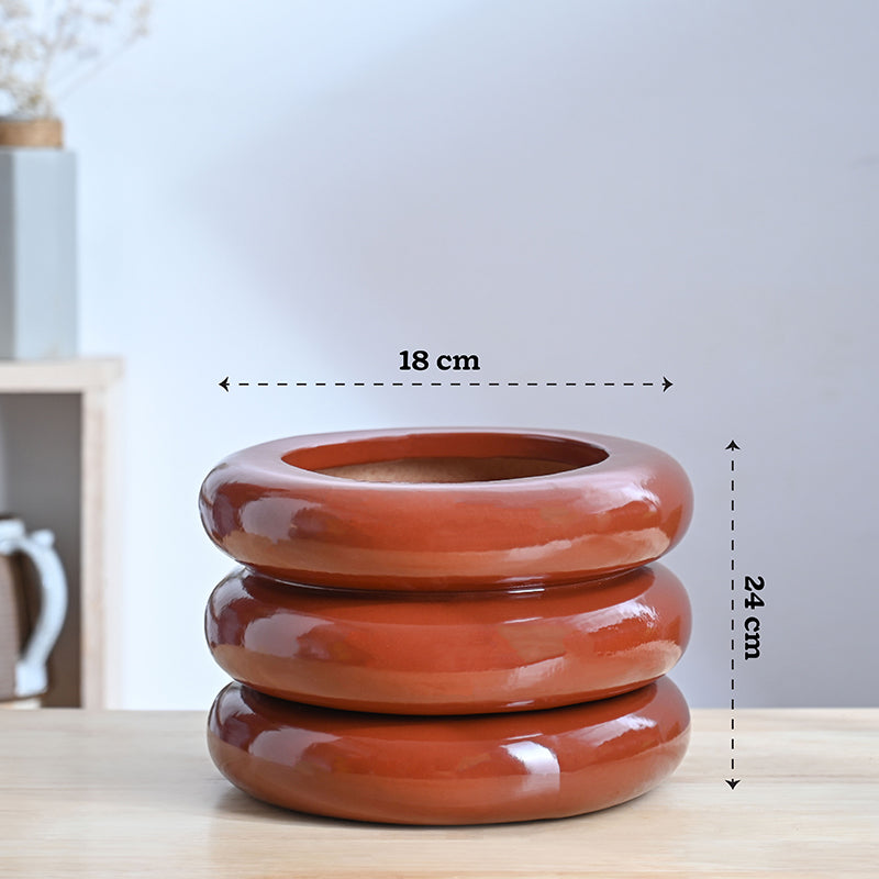 Ugaoo Ceramicurve Three Layer Ceramic Planter - Terracotta media 8