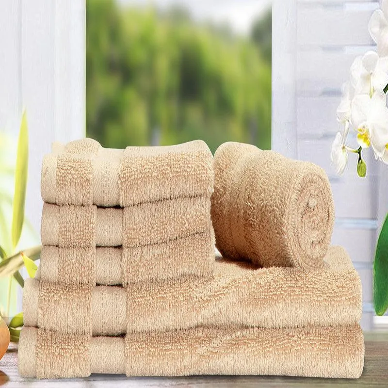 Miorah Hand & Face Towel Combo (Beige) - Six Piece Set media 1