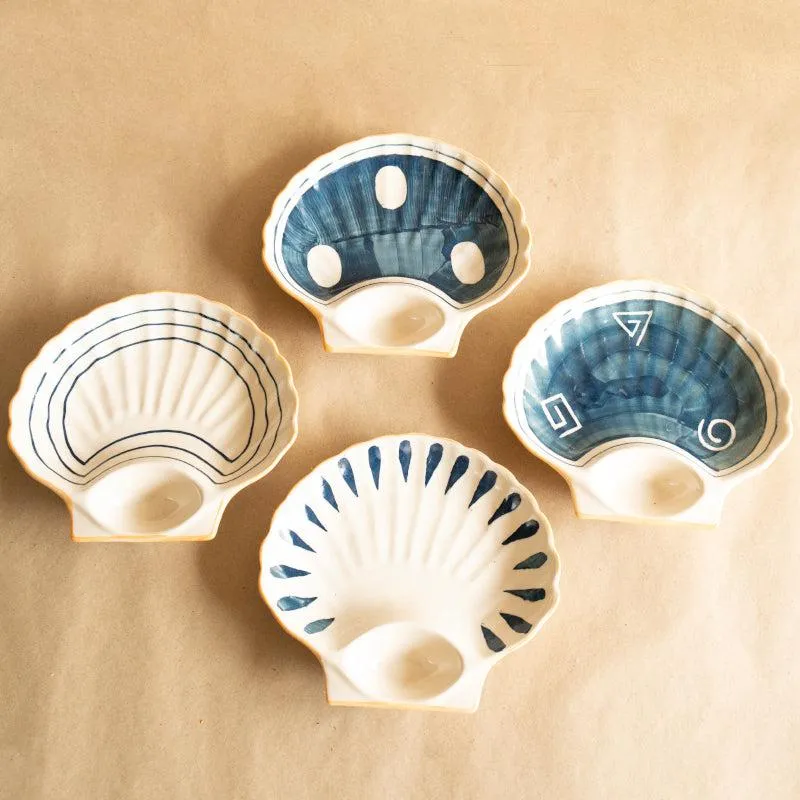 Sea Shell Ceramic Serve Platter - Set Of Four media 1