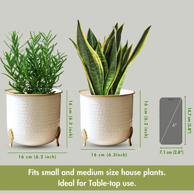 Hallo Metal Hammered Planter - Set Of Two - 6
