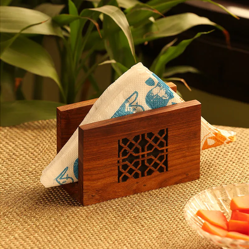 Danu Sheesham Wood Tissue Holder media 1