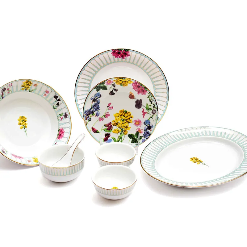 Basant 24k Gold Brushed Porcelain Dinner Set - 33 Piece Set media 4