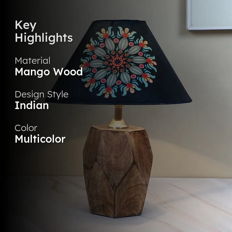 Toile Printed Mango Wood Table Lamp - Multicolor media 2