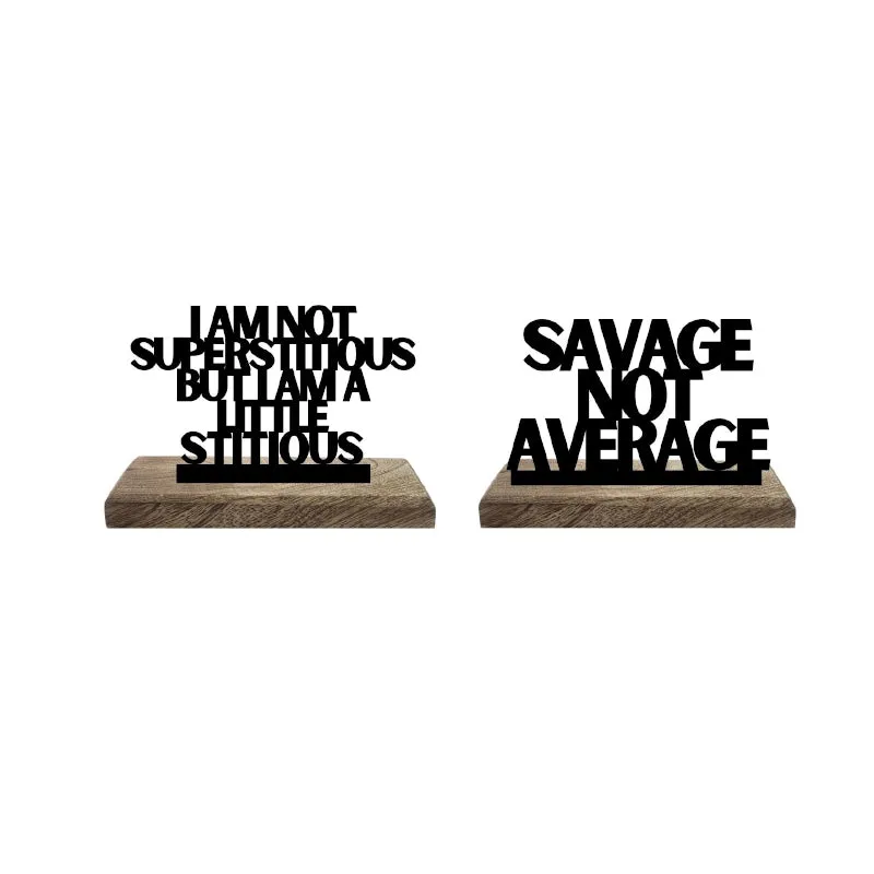 Bold Beliefs Savage Attitude Typography Showpiece - Set Of Two media 5