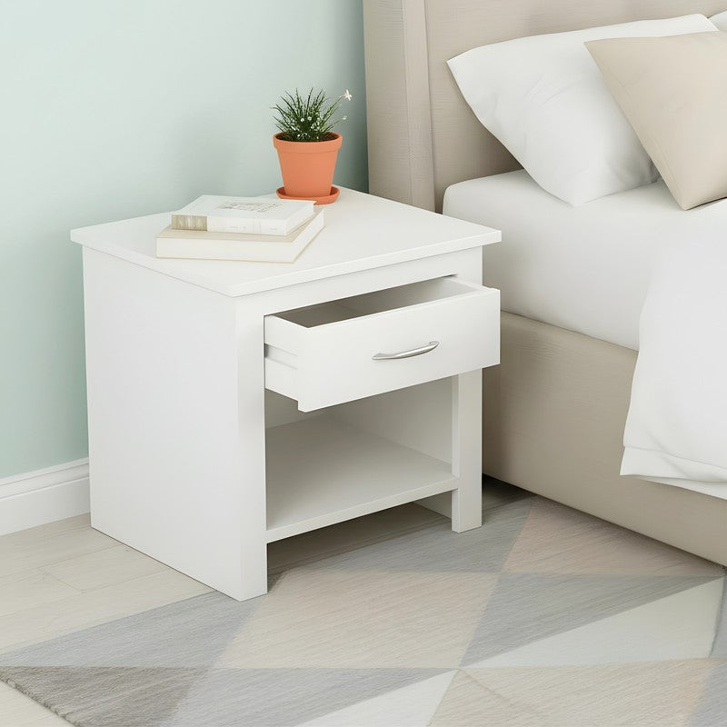 Tverix Sheesham Wooden Side & Bedside Table - White