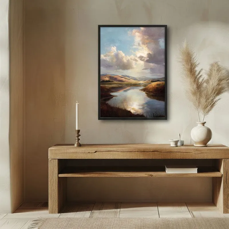Valley of Calm Archival Paper Wall Painting With Black Frame media 1