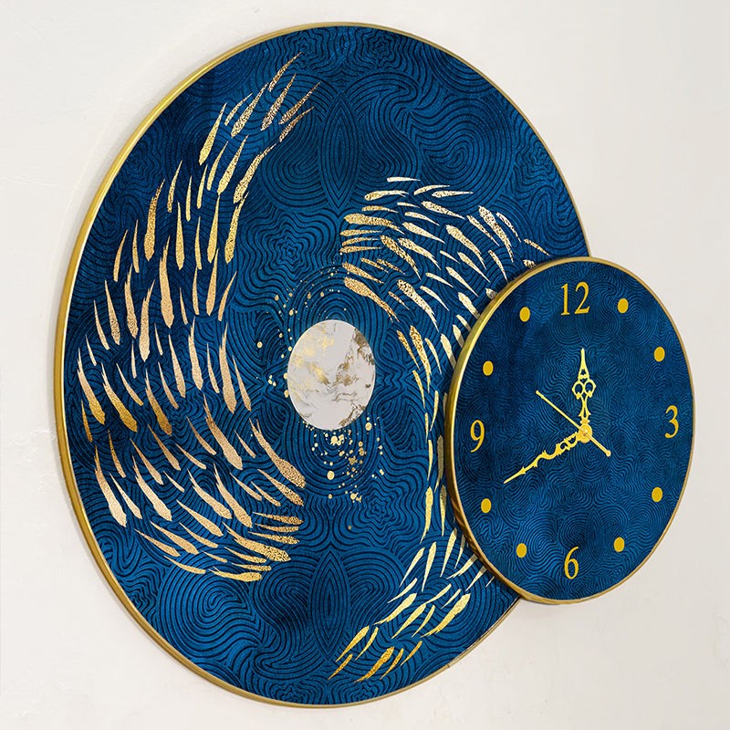 Golden Koi Wall Art With Analog Clock media 5