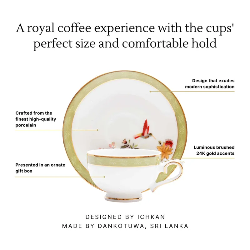Painted Blooms 24k Gold Brushed Porcelain Tea Cup & Saucer (280 mL) - Set of Six media 6