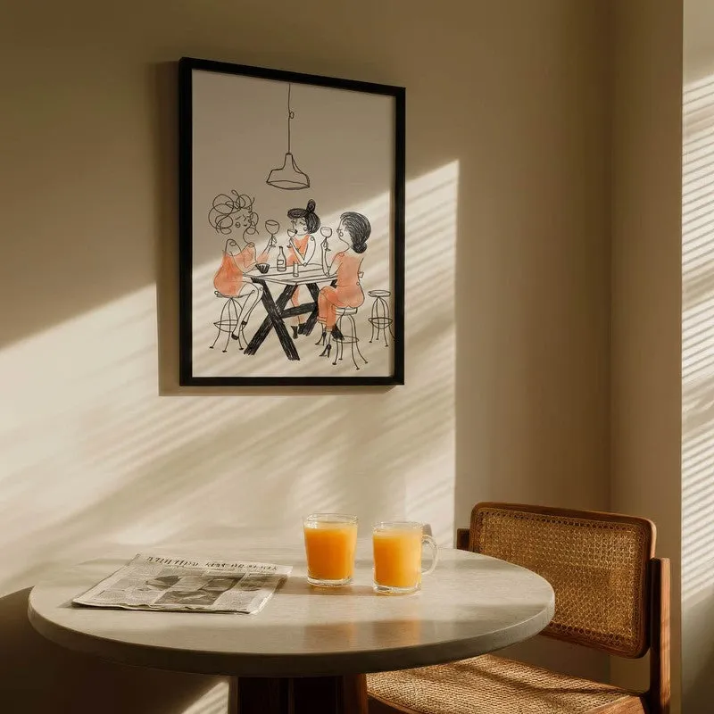 Figurine Dining Archival Canvas Wall Art - Black media 5