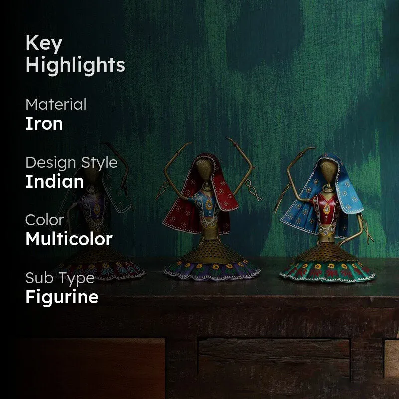 Dancing Ladies Ethnic Showpiece - Set Of Three media 2