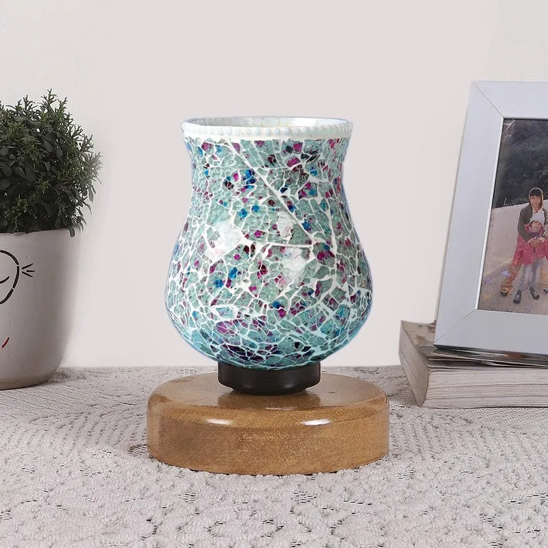 Flareva Mosaic Glass Table Lamp With Wooden Base - Multicolor media 4