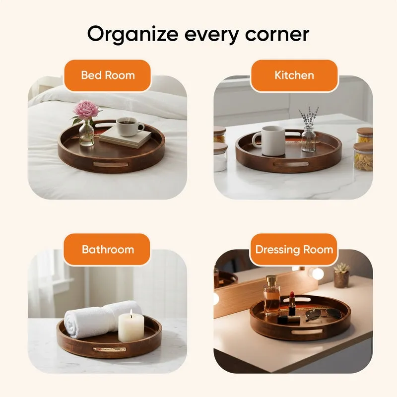 Round Mango Wood Tray media 9