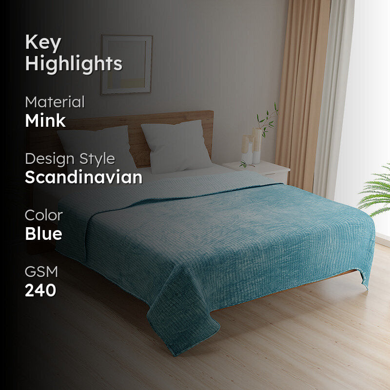 Swayam Seda Mink Blanket (Light Blue) - 240 GSM media 2