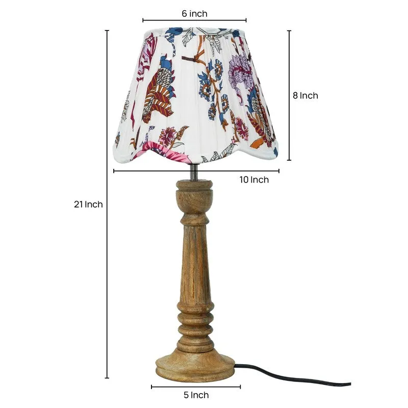 Amber Petal Wooden Base Cotton Table Lamp - Multicolor media 5