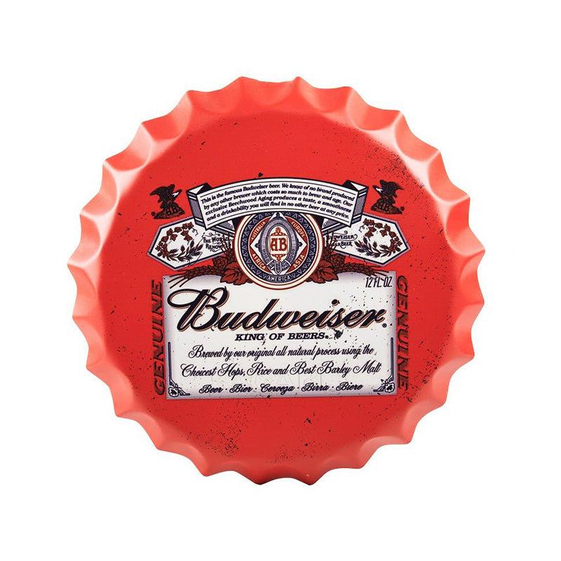 Budweiser Red Bottle Cap Metal Wall Accent media 3