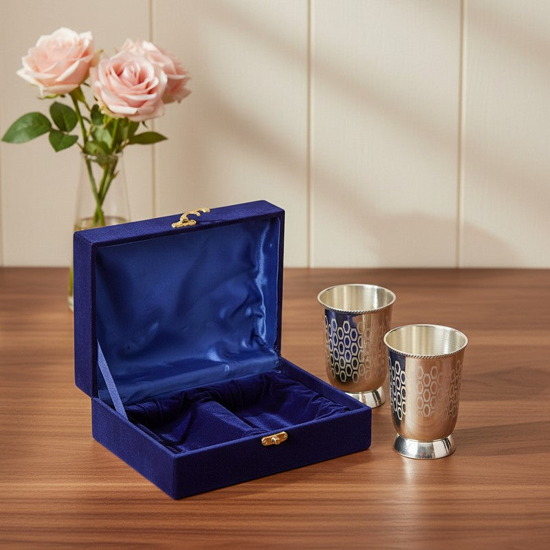Silver Gleam Drinking Glass Duo (300 mL Each) - Three Piece Set