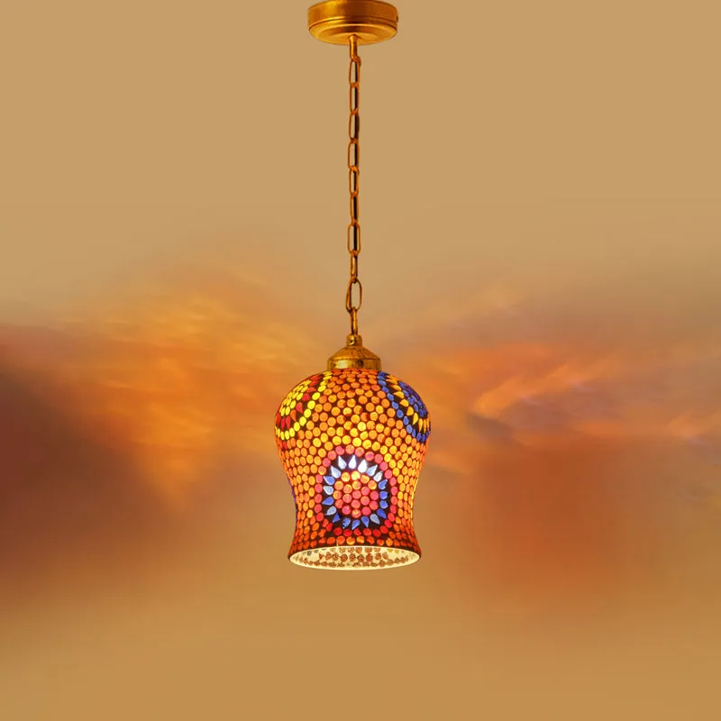 Vibrant Mosaic Glass Ceiling Lamp media 6