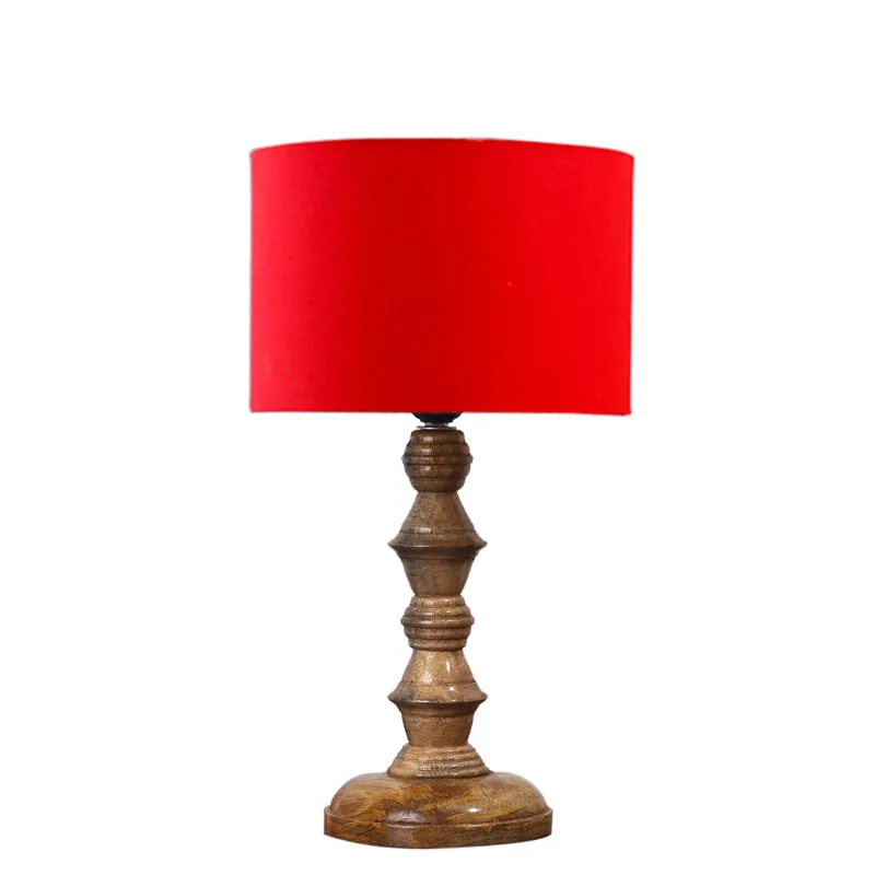 Cotin I Timber Wooden Table Lamp - Red,Brown media 6