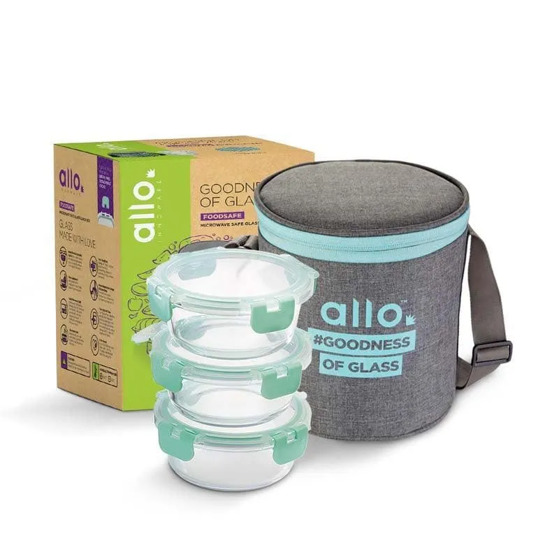 Jonas Lunchbox With Round Grey Bag (390 ML) - Set Of Three media 5