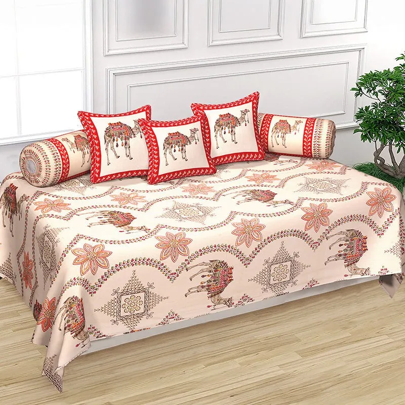 Ankaari Ethnic Cotton Diwan Set (Peach) - Six Piece Set media 1