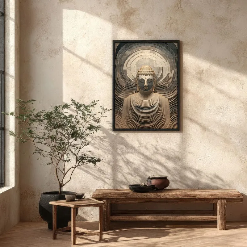 Buddha In Meditation Archival Paper Wall Painting With Black Frame media 5