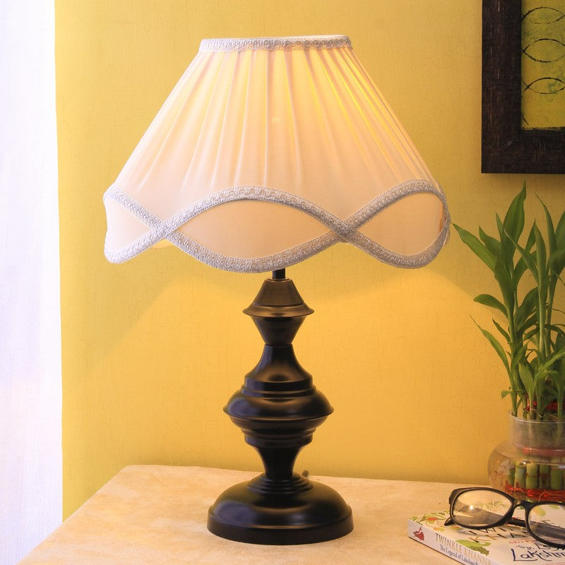 Flamelle Cotton Table Lamp With Iron Base - Ivory