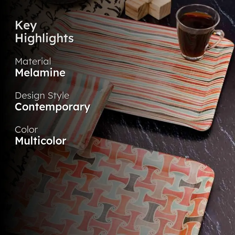 Conglomerate Melamine Tray - Red - Set of Three media 2
