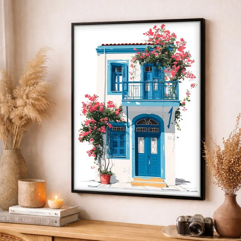 Window Shutters Canvas Wall Painting - Black Frame media 3