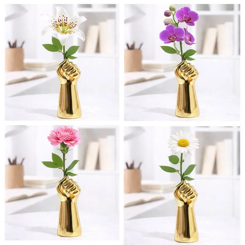 Hand Bouquet Vase - Gold media 3